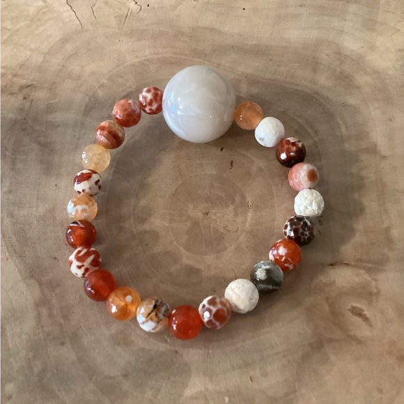 Natural Fire Agate Bracelet - Picture 2 of 3